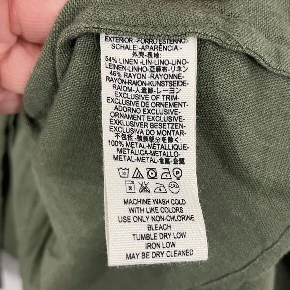 Free People Women's Cinched Waist Double Breasted Blazer Green Small Military - Picture 9 of 10